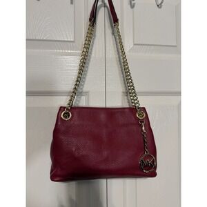 Michael Kors Small Jet Set Chain Leather Bag‎ Red